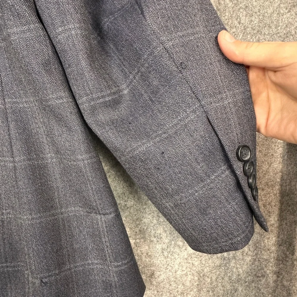 Joseph & Feiss Sport Coat Mens 44S Gray Gold Wool Classic Fit Herringbone Blazer